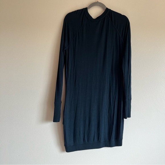 Athleta Criss Cross Sweatshirt Dress in Navy w/ Long Sleeves & Thumb holes, Sm - Picture 10 of 11